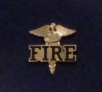 FIRE Caduceus medical insignia Gold Lapel Pin